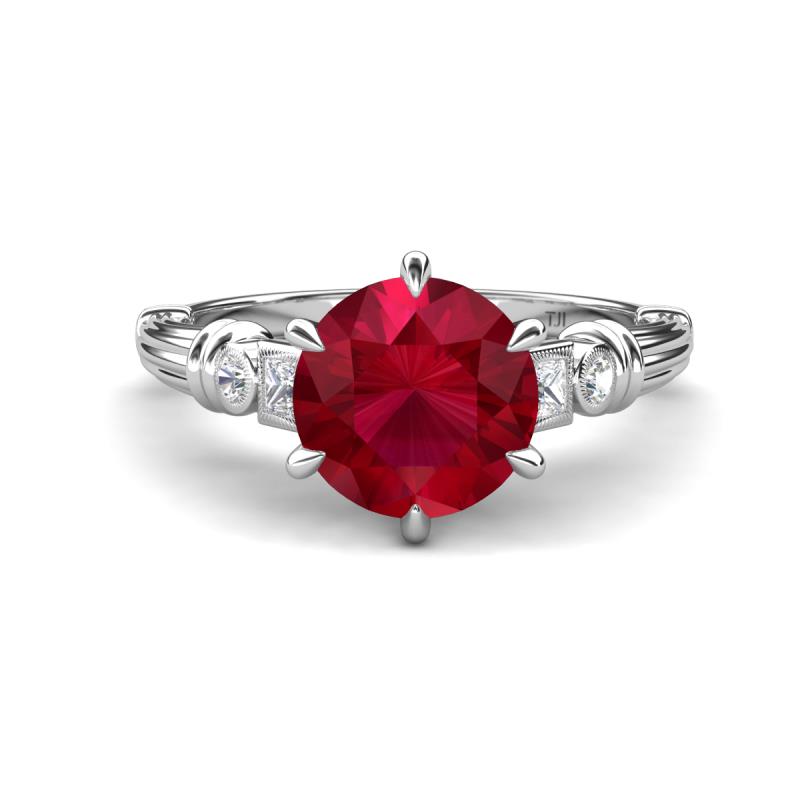 Iyana 2.93 ctw Created Ruby (8.00 mm) accented Natural Diamonds Engagement Ring 