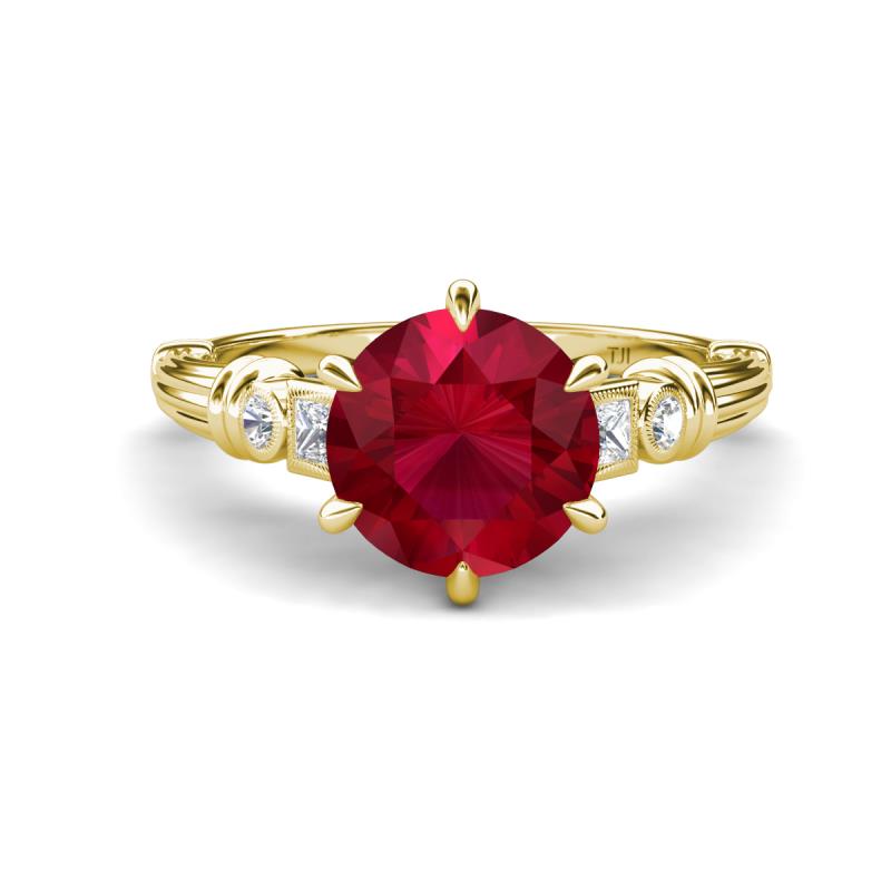Iyana 2.93 ctw Created Ruby (8.00 mm) accented Natural Diamonds Engagement Ring 