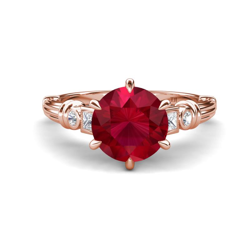 Iyana 2.93 ctw Created Ruby (8.00 mm) accented Natural Diamonds Engagement Ring 