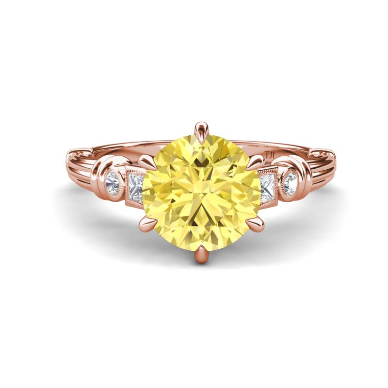 Iyana 2.68 ctw Created Yellow Sapphire (8.00 mm) accented Natural Diamonds Engagement Ring 