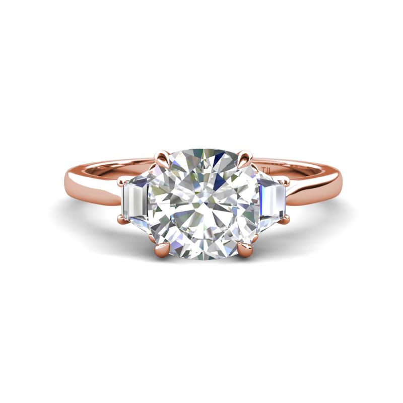 Triada 1.83 ctw Cushion Shape Moissanite (7 mm) accented Trapezoid Shape Lab Grown Diamonds Engagement Ring 