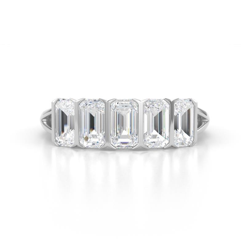 Brianna 1.50 ctw Emerald Shape Lab Grown Diamonds (5X3 mm) Five Stone Wedding Band 