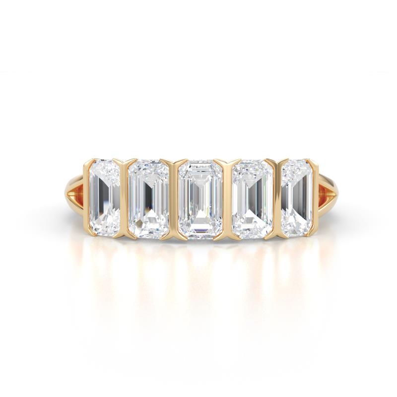 Brianna 1.50 ctw Emerald Shape Lab Grown Diamonds (5X3 mm) Five Stone Wedding Band 