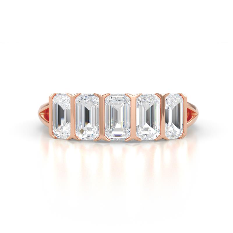 Brianna 1.50 ctw Emerald Shape Lab Grown Diamonds (5X3 mm) Five Stone Wedding Band 