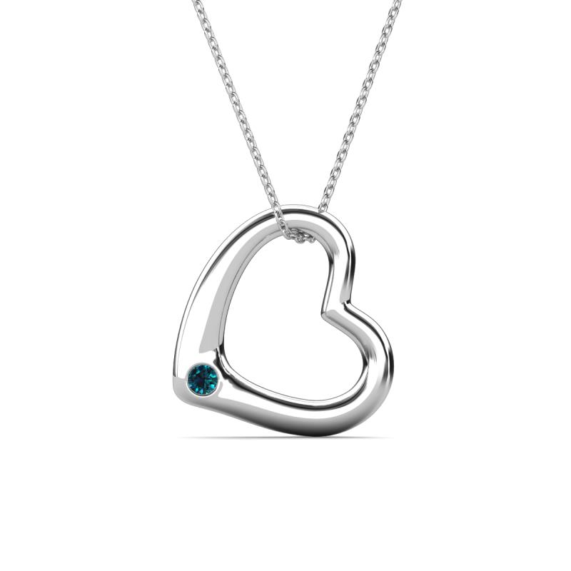 Valentina Blue Diamond Open Floating Heart Women Pendant Necklace 