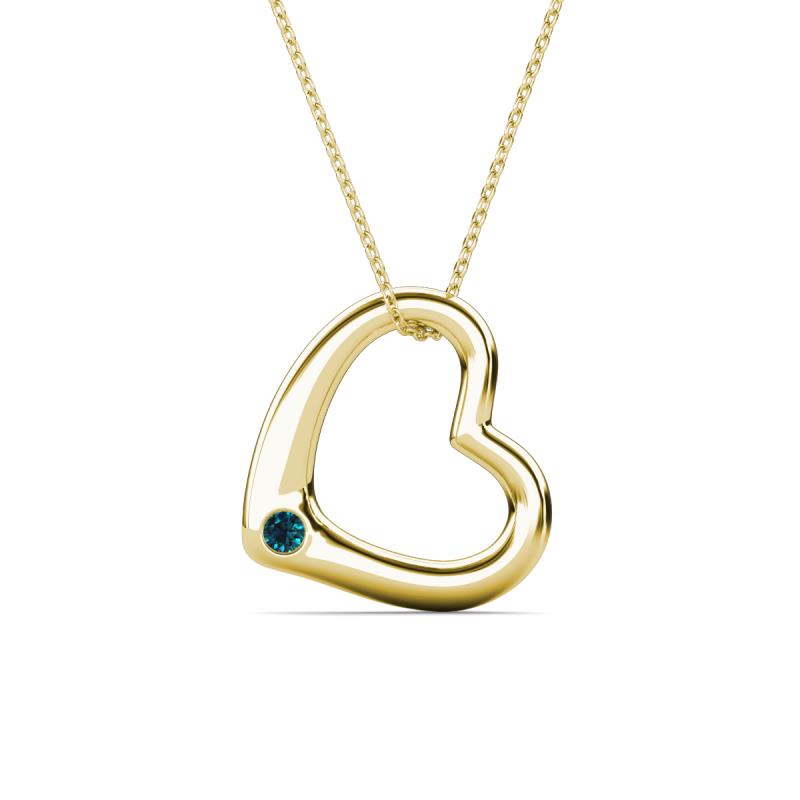Valentina Blue Diamond Open Floating Heart Women Pendant Necklace 