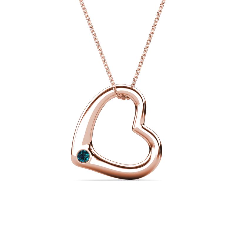 Valentina Blue Diamond Open Floating Heart Women Pendant Necklace 