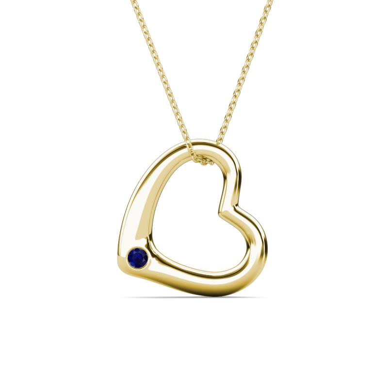 Valentina Blue Sapphire Open Floating Heart Women Pendant Necklace 