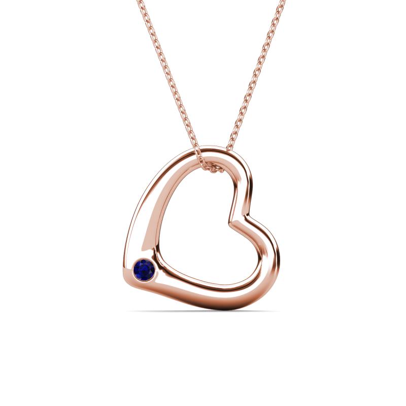 Valentina Blue Sapphire Open Floating Heart Women Pendant Necklace 