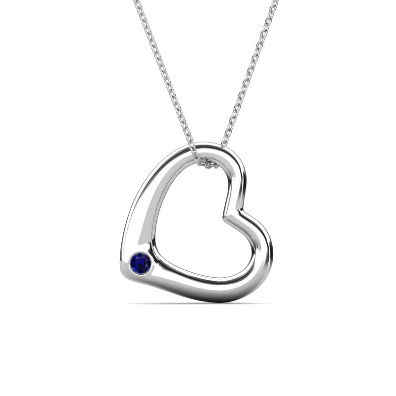 Valentina Blue Sapphire Open Floating Heart Women Pendant Necklace 