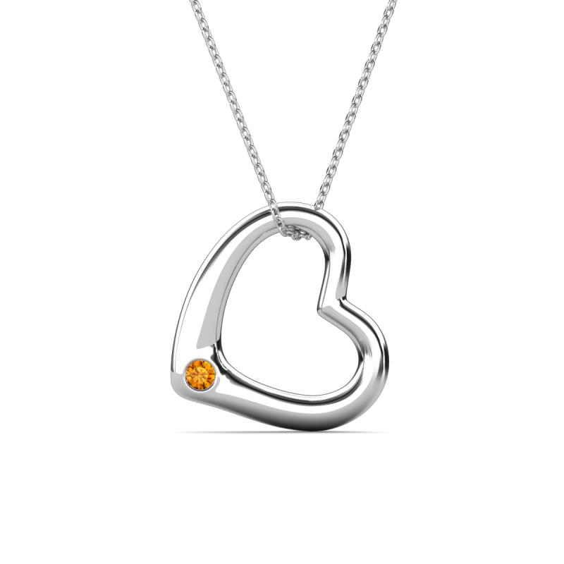 Valentina Citrine Open Floating Heart Women Pendant Necklace 