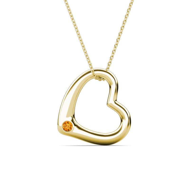 Valentina Citrine Open Floating Heart Women Pendant Necklace 