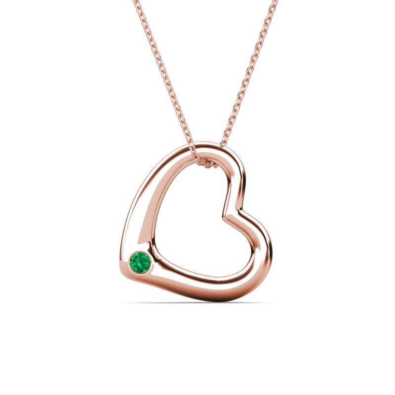 Valentina Emerald Open Floating Heart Women Pendant Necklace 