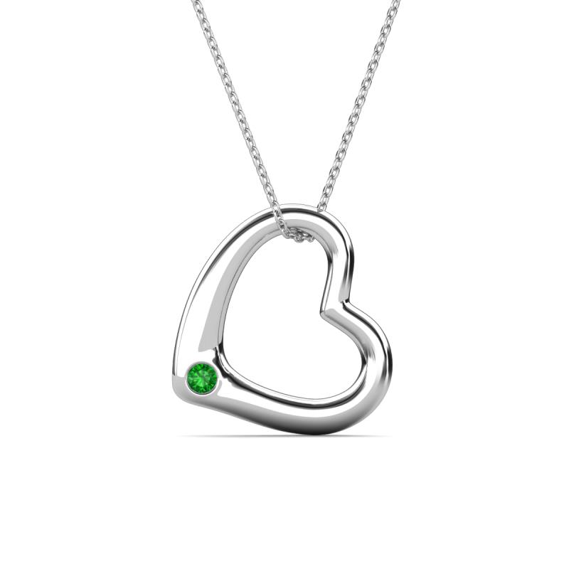Valentina Green Garnet Open Floating Heart Women Pendant Necklace 