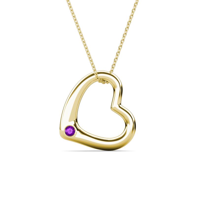 Valentina Amethyst Open Floating Heart Women Pendant Necklace 
