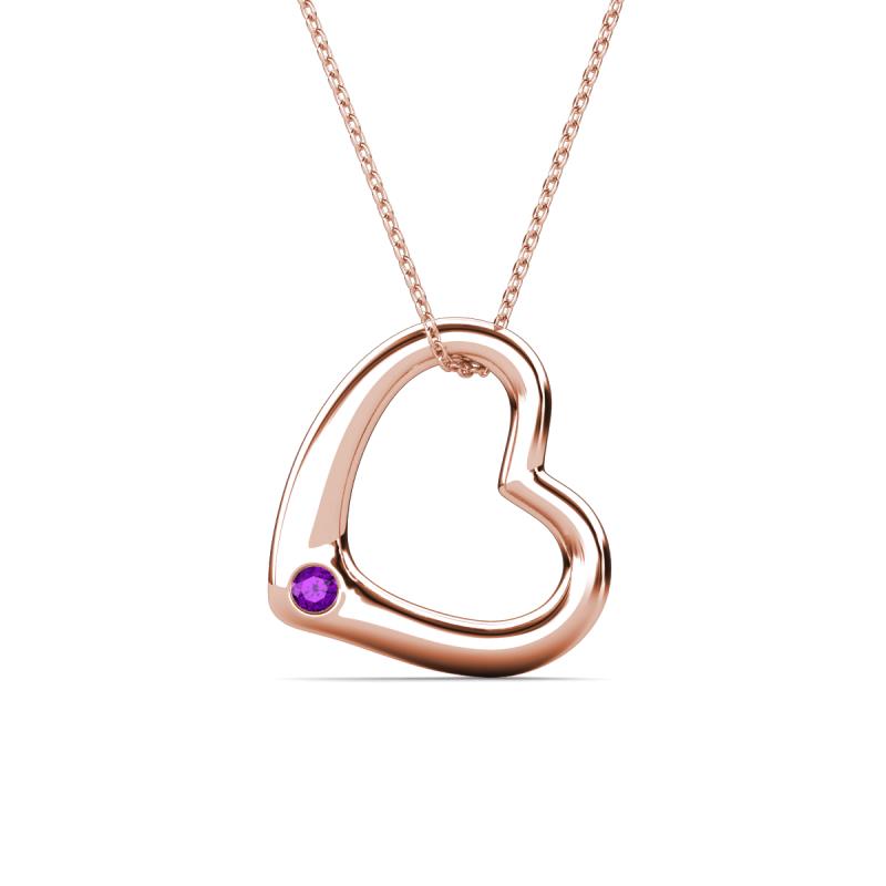Valentina Amethyst Open Floating Heart Women Pendant Necklace 