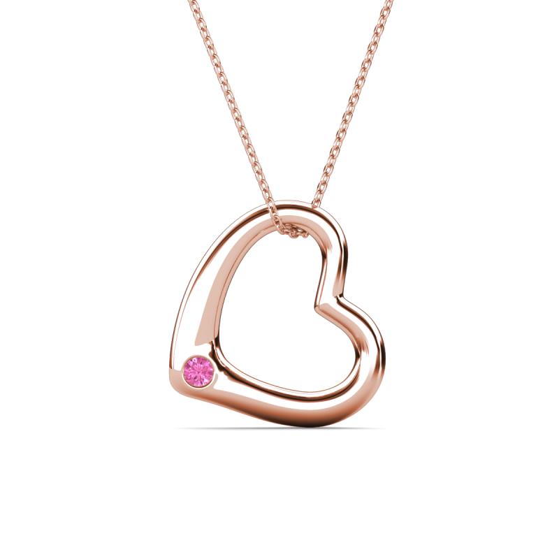 Valentina Pink Sapphire Open Floating Heart Women Pendant Necklace 