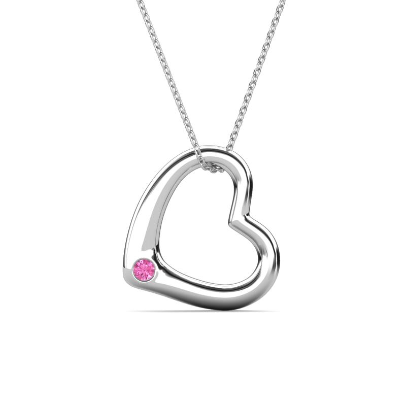Valentina Pink Sapphire Open Floating Heart Women Pendant Necklace 