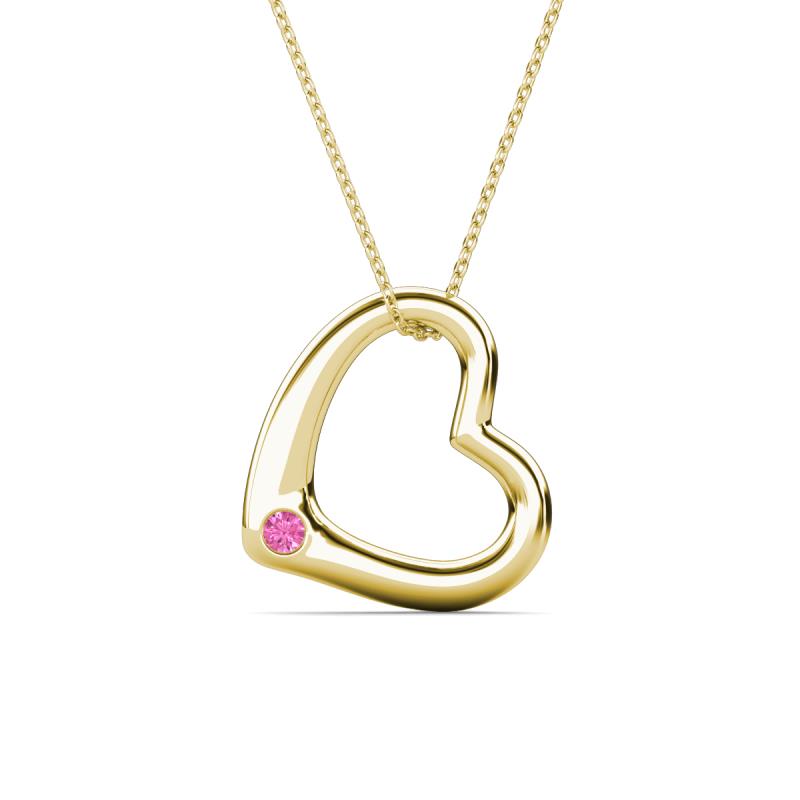 Valentina Pink Sapphire Open Floating Heart Women Pendant Necklace 