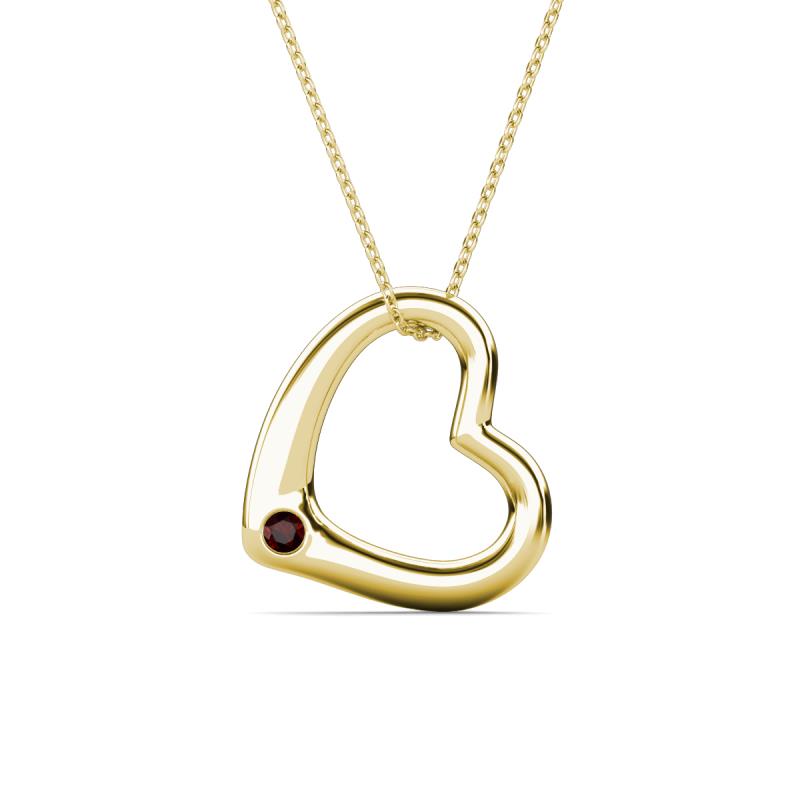 Valentina Red Garnet Open Floating Heart Women Pendant Necklace 