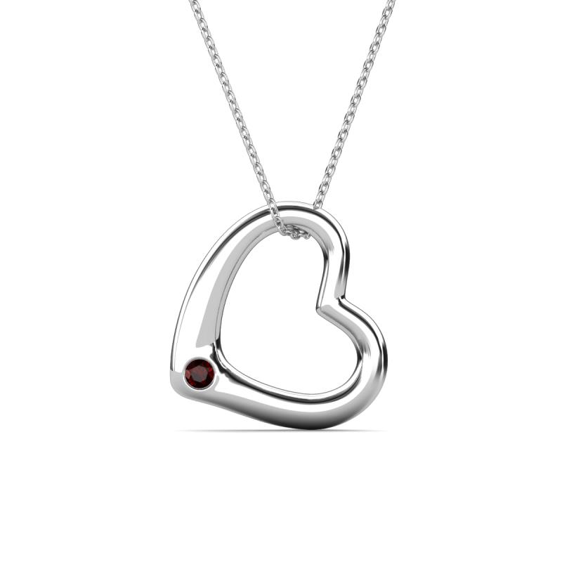 Valentina Red Garnet Open Floating Heart Women Pendant Necklace 