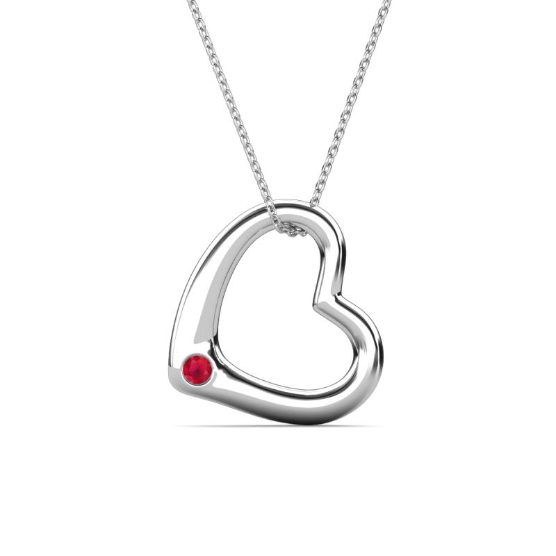 Valentina Ruby Open Floating Heart Women Pendant Necklace 