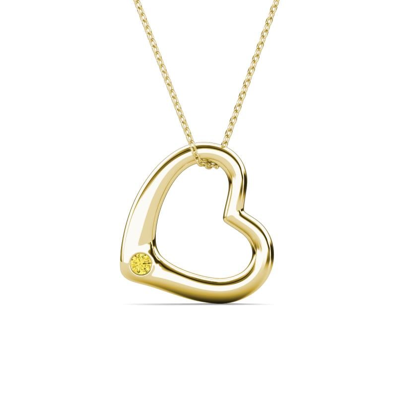 Valentina Yellow Sapphire Open Floating Heart Women Pendant Necklace 