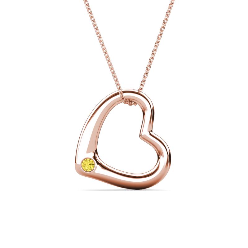 Valentina Yellow Sapphire Open Floating Heart Women Pendant Necklace 