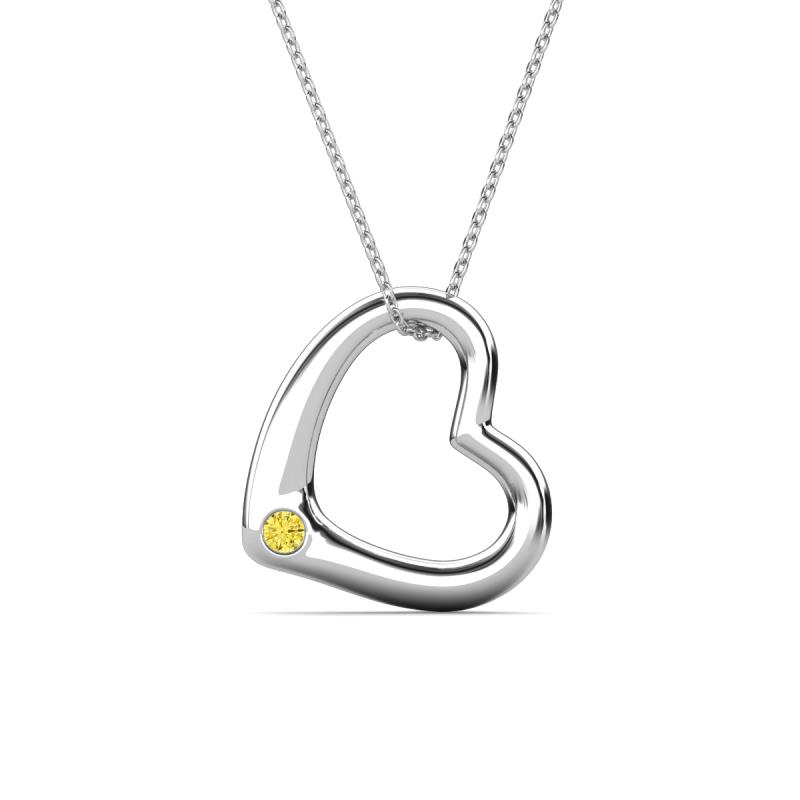 Valentina Yellow Sapphire Open Floating Heart Women Pendant Necklace 