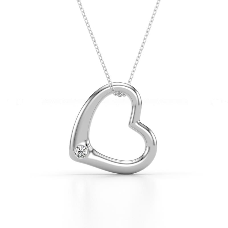 Valentina Natural Diamond Open Floating Heart Women Pendant Necklace 