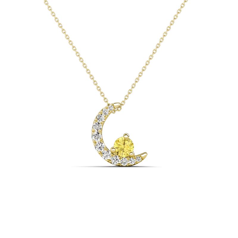 Lunara 0.22 ctw Yellow Sapphire With Natural Diamonds Lunate Moon Pendant 