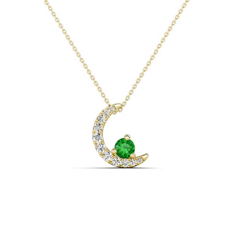 Lunara 0.23 ctw Green Garnet With Natural Diamonds Lunate Moon Pendant 