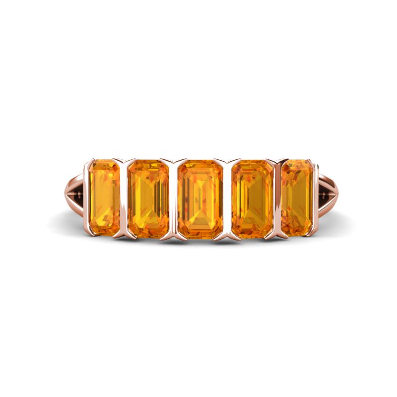 Brianna 1.40 ctw Emerald Shape Citrine (5X3 mm) Five Stone Wedding Band 