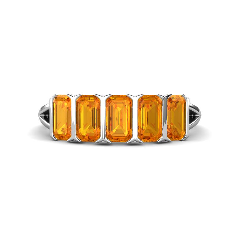 Brianna 1.40 ctw Emerald Shape Citrine (5X3 mm) Five Stone Wedding Band 