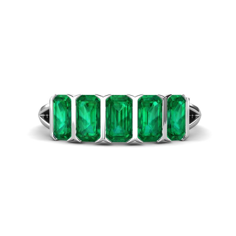 Brianna 1.25 ctw Emerald Shape Emerald (5X3 mm) Five Stone Wedding Band 