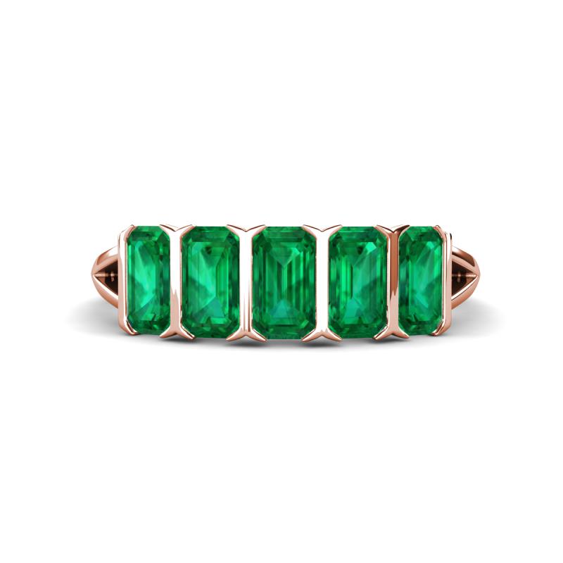 Brianna 1.25 ctw Emerald Shape Emerald (5X3 mm) Five Stone Wedding Band 