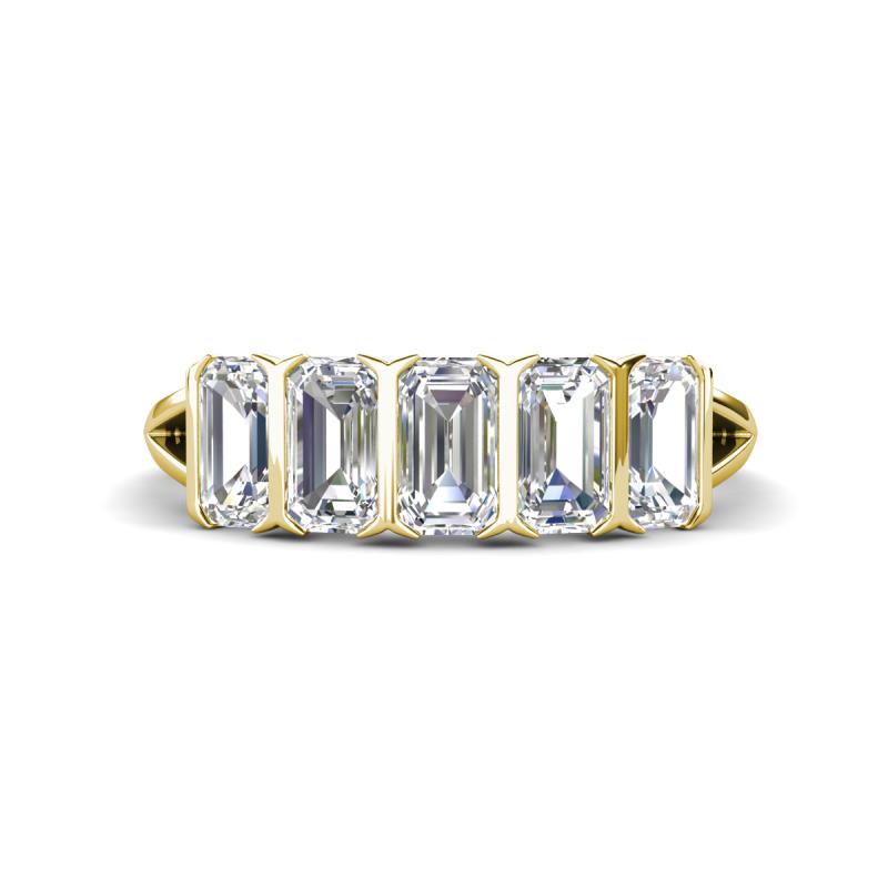 Brianna 1.25 ctw Emerald Shape Moissanite (5X3 mm) Five Stone Wedding Band 