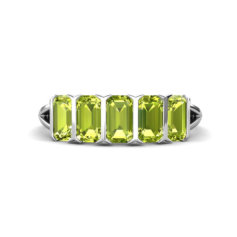 Brianna 1.75 ctw Emerald Shape Peridot (5X3 mm) Five Stone Wedding Band 