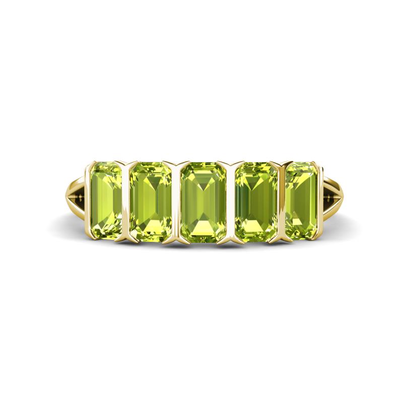 Brianna 1.75 ctw Emerald Shape Peridot (5X3 mm) Five Stone Wedding Band 