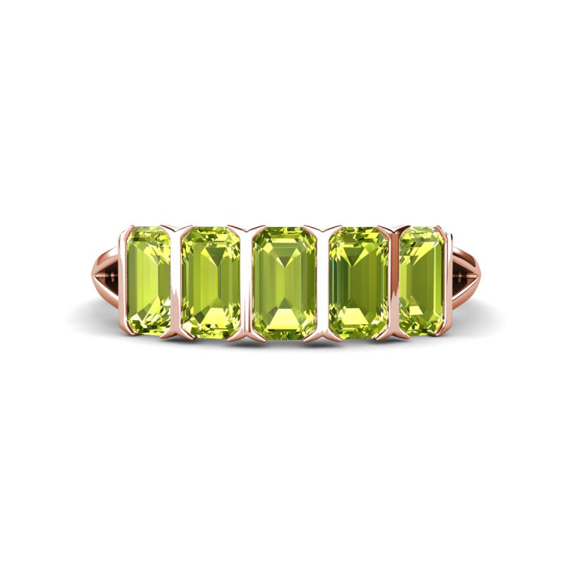 Brianna 1.75 ctw Emerald Shape Peridot (5X3 mm) Five Stone Wedding Band 