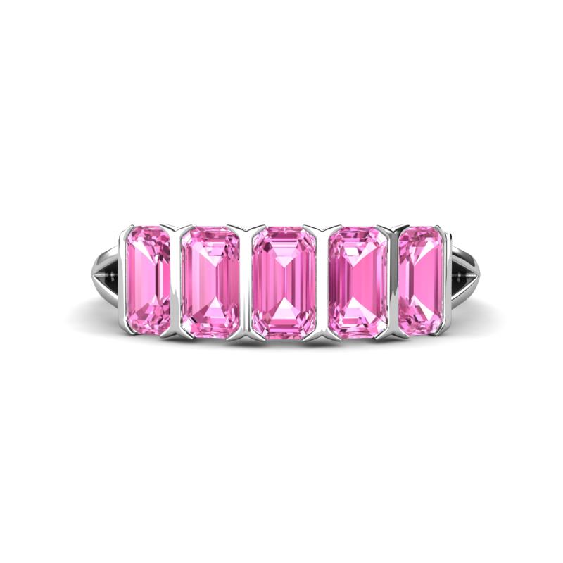 Brianna 1.50 ctw Emerald Shape Pink Sapphire (5X3 mm) Five Stone Wedding Band 