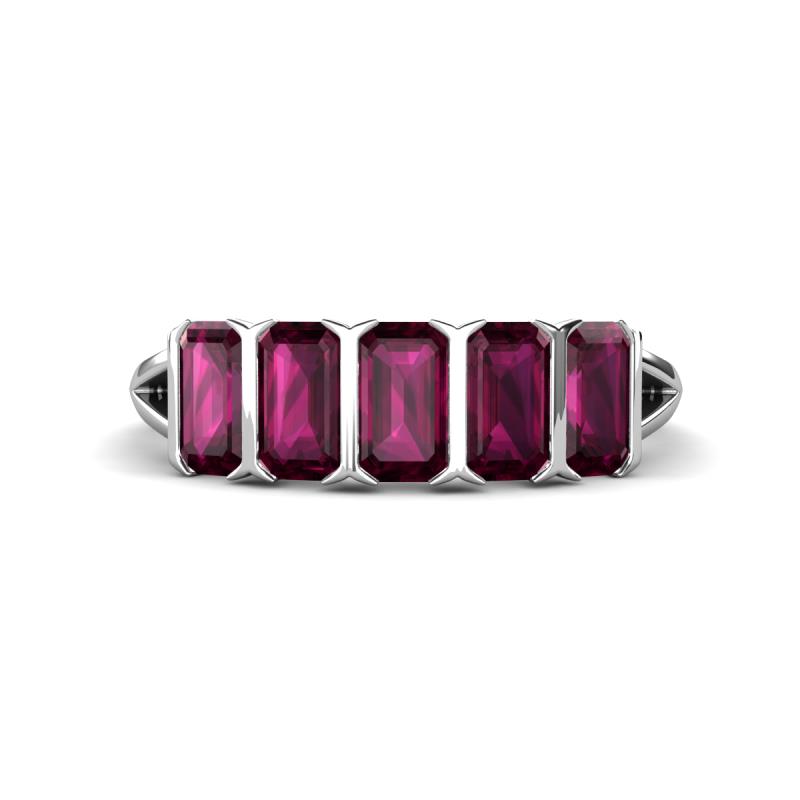 Brianna 2.00 ctw Emerald Shape Rhodolite Garnet (5X3 mm) Five Stone Wedding Band 