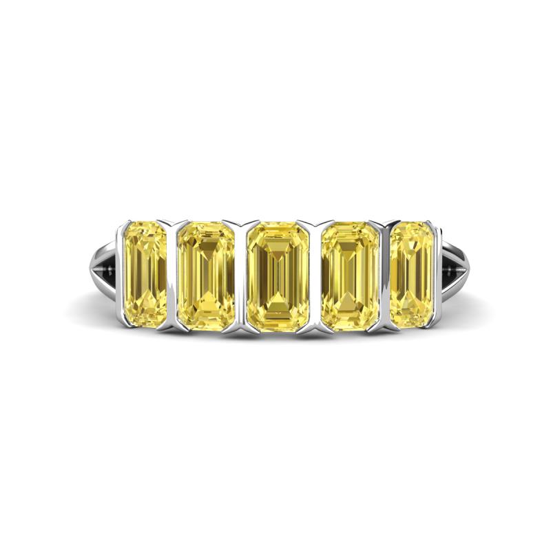 Brianna 1.50 ctw Emerald Shape Yellow Sapphire (5X3 mm) Five Stone Wedding Band 