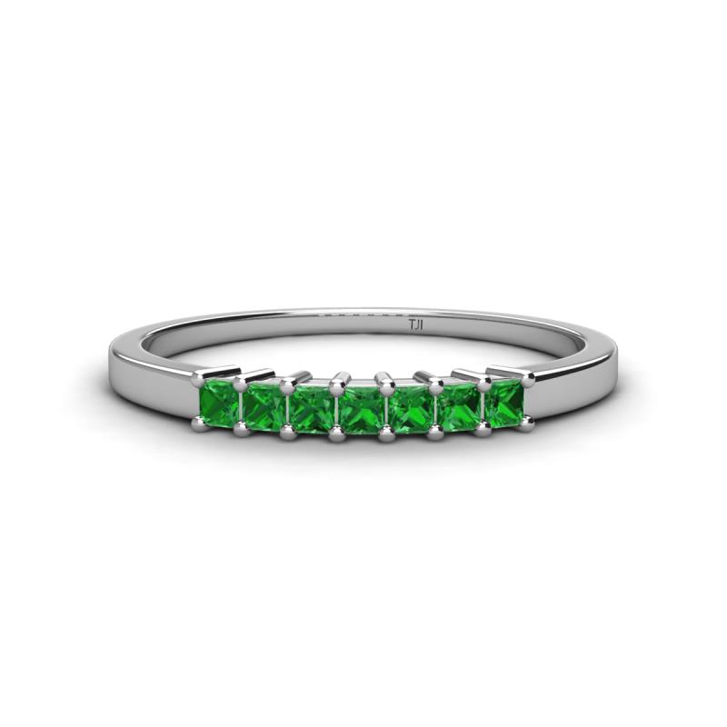 Erica 2.00 mm Princess Cut Green Garnet 7 Stone Wedding Band 