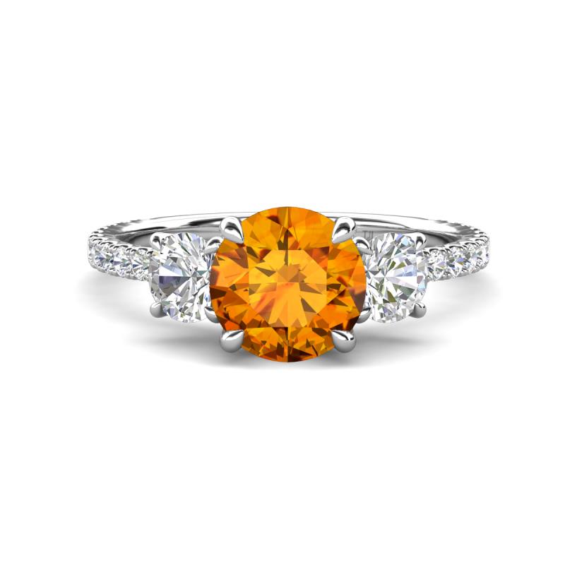 Triandra 1.98 ctw Citrine (7.00 mm) Three stone Engagement Ring 