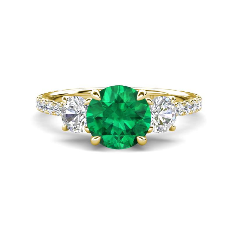 Triandra 2.08 ctw Created Emerald (7.00 mm) Three stone Engagement Ring 