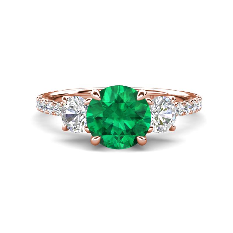 Triandra 2.08 ctw Created Emerald (7.00 mm) Three stone Engagement Ring 