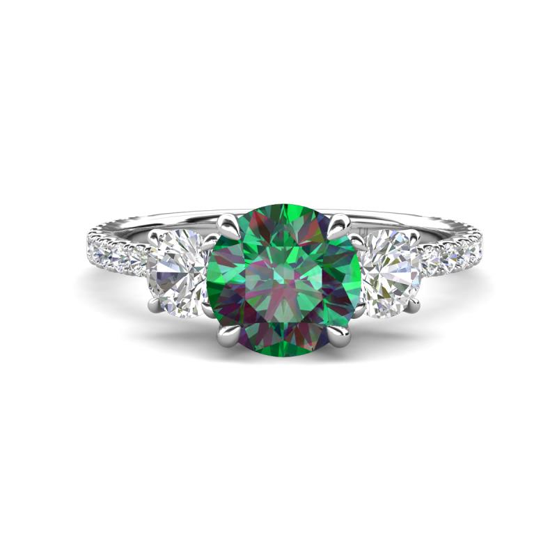 Triandra 2.18 ctw Created Alexandrite (7.00 mm) Three stone Engagement Ring 