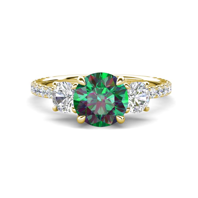 Triandra 2.18 ctw Created Alexandrite (7.00 mm) Three stone Engagement Ring 