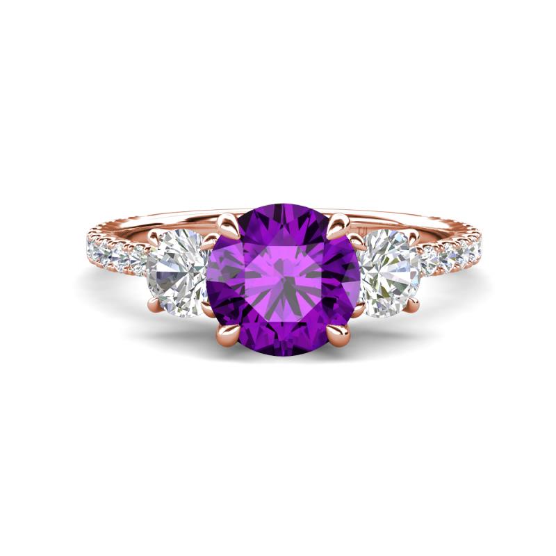 Triandra 1.98 ctw Amethyst (7.00 mm) Three stone Engagement Ring 